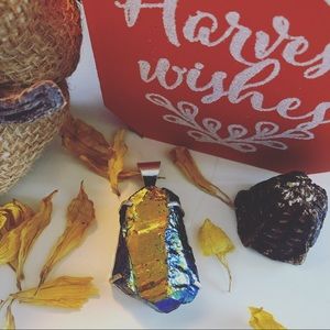 Titanium Aura Quartz 925 Silver Pendant Handmade